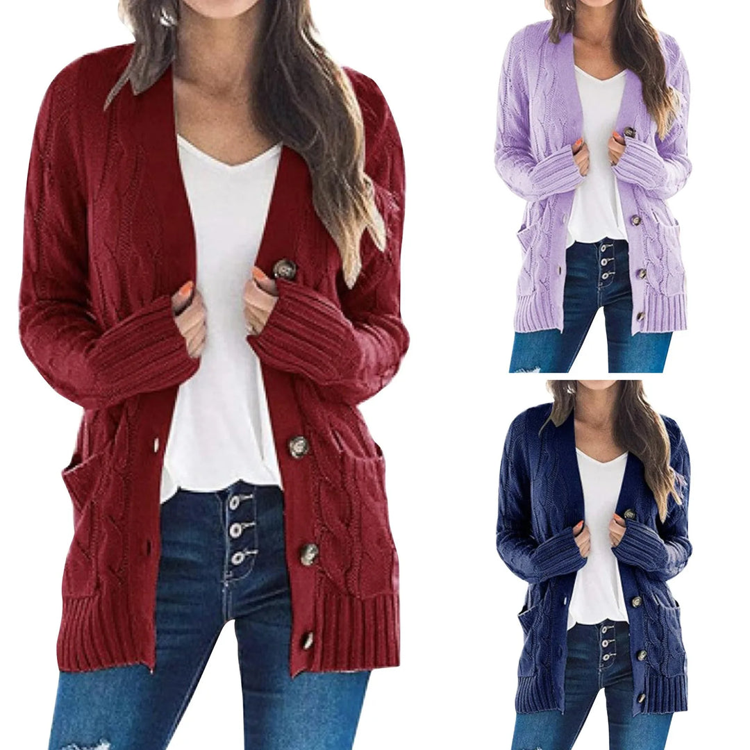 Chaqueta casual de punto para mujer, frente abierto, cómoda y versátil. Ideal para otoño/invierno.