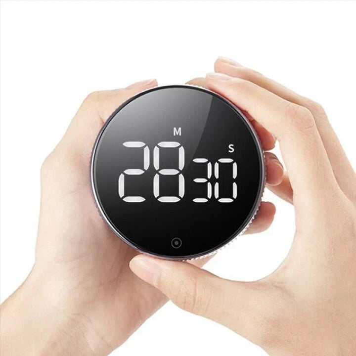 Temporizador digital magnético versátil para cocina, estudio, deporte y hogar. Alarma sonora y fácil manejo.