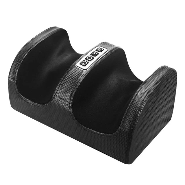 Masajeador eléctrico para pies y pantorrillas Shiatsu con terapia de calor, promoviendo el descanso.