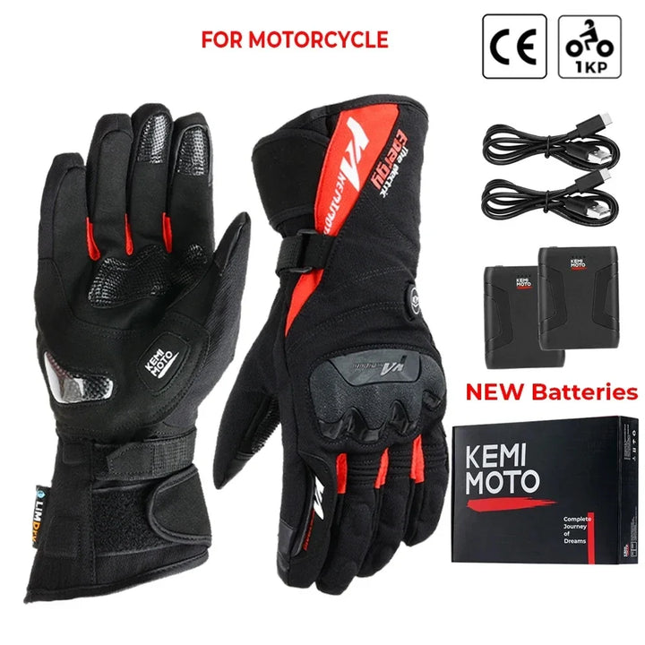 Un par de guantes calefactables e impermeables para tus viajes en moto de invierno.