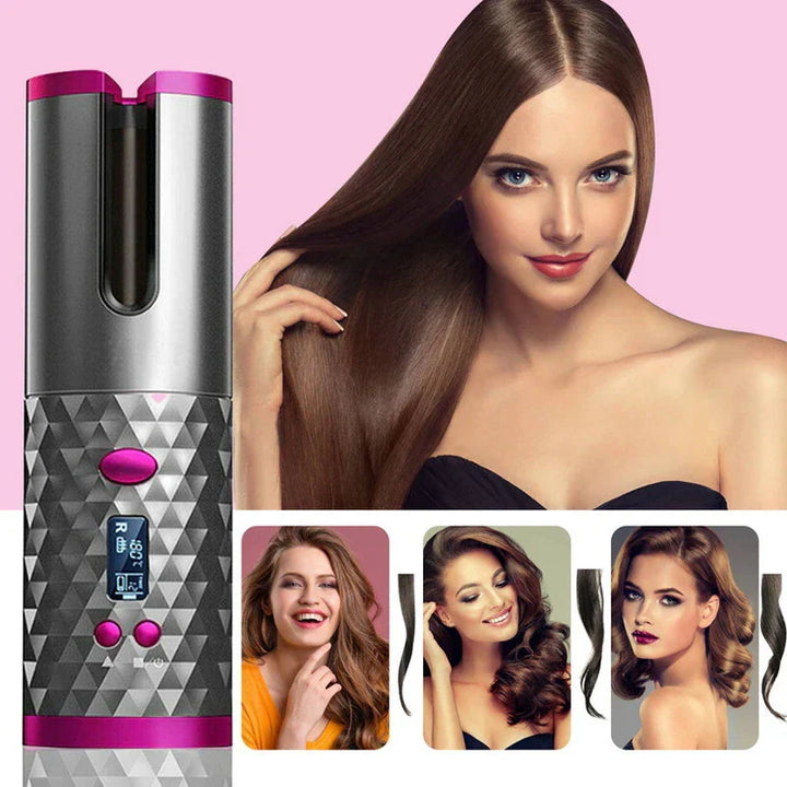 Rizador automático para cabello, crea rizos sueltos u ondas definidas, versatilidad de peinado.