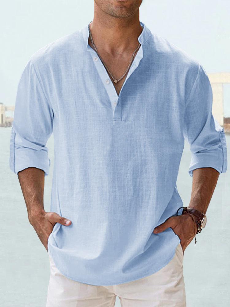 Camisa de lino transpirable para hombre, ideal para el verano. Fresca y confortable.