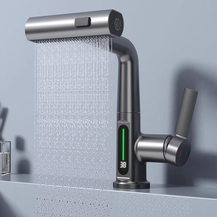 Suministros de cocina: Grifo monomando con caño extraíble y lectura de temperatura LED.
