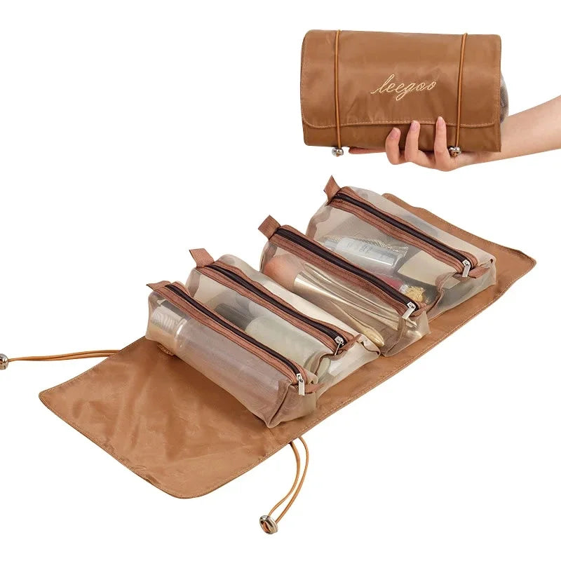 Bolsa organizadora de cosméticos de viaje para mujer, plegable y práctica para cualquier destino.