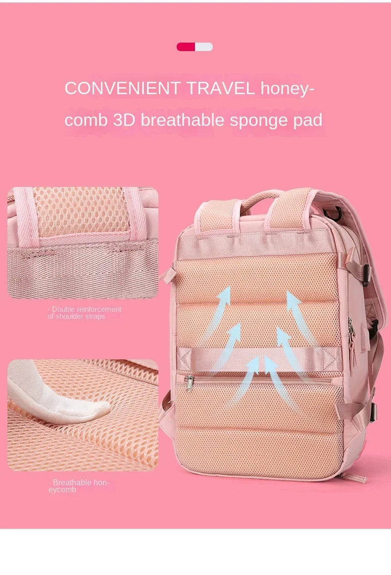 Mochila de viaje de nylon resistente, equipaje de mano unisex, con compartimento inferior para zapatos.