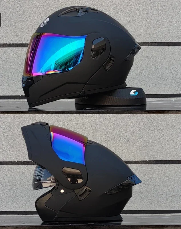 Casco de motocicleta modular, versátil y duradero, ideal para cualquier condición.