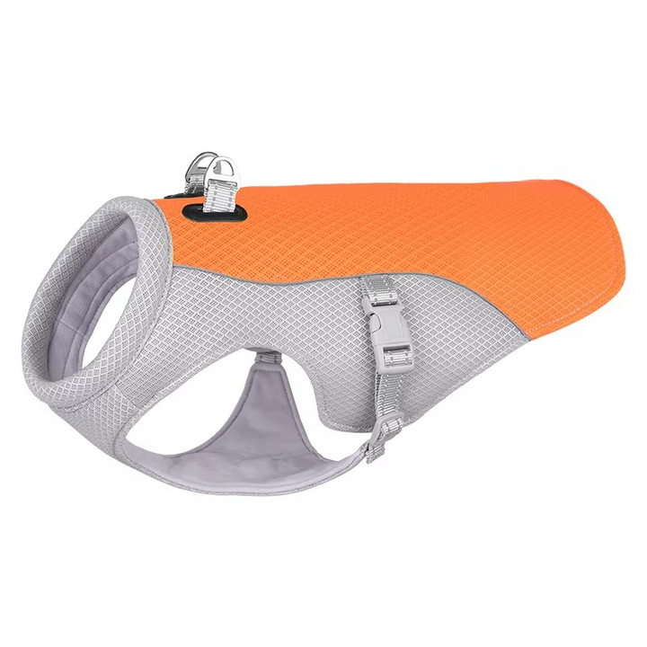 Chaleco arnés reflectante para perro. Mantiene fresca a tu mascota. Accesorios de seguridad para paseos de verano.