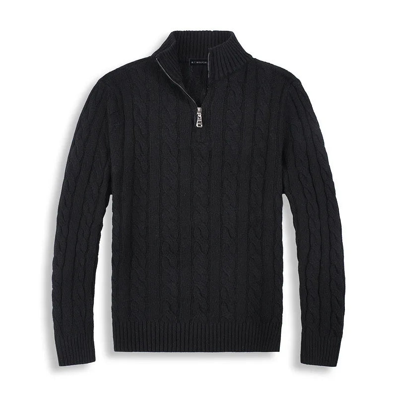 Jersey de punto trenzado para hombre, con cremallera en el cuello, ideal para un look casual y cálido.