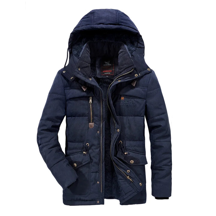 Chaqueta táctica resistente para hombre, con capucha y múltiples bolsillos, perfecta para senderismo y aventura.