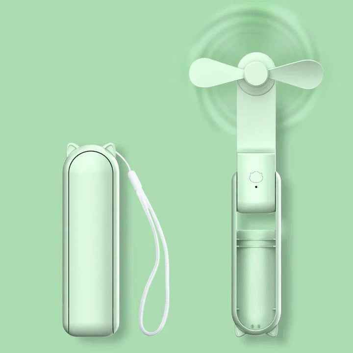 Disfruta del frescor con este mini ventilador portátil USB. Recargable, 3 velocidades, con powerbank.