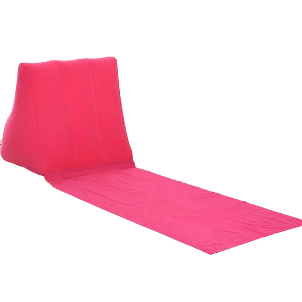 Colchoneta inflable unisex con respaldo para playa, camping y jardín. Disfruta la comodidad exterior.