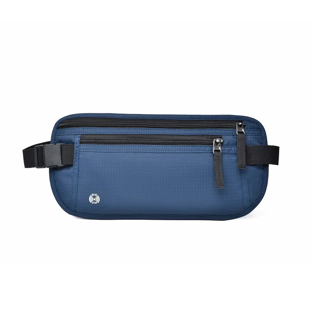 Riñonera antirobo discreta para cintura, ideal para hombres y mujeres en viaje.