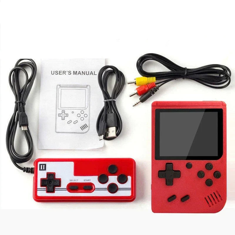 Niños disfrutando la consola retro portátil unisex 400 en 1, entretenimiento y diversión clásica sin fin.