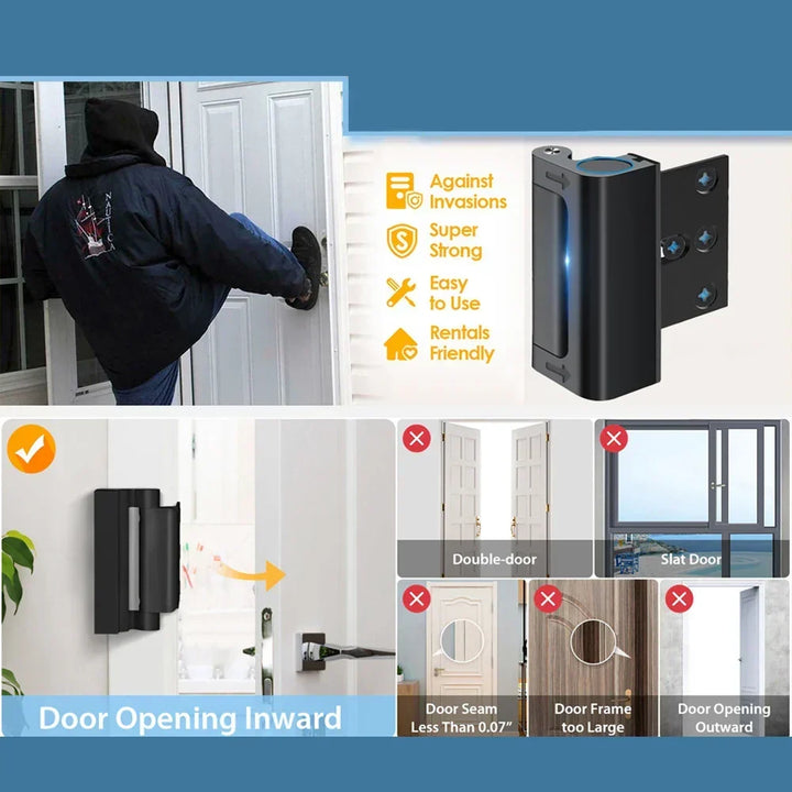 Instalación del pestillo de seguridad reforzado en una puerta de madera.
