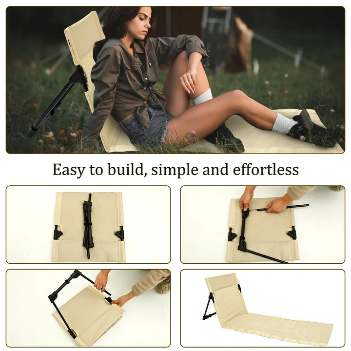 Silla de playa plegable con respaldo. Ultra cómoda, perfecta para exterior, material Oxford robusto.