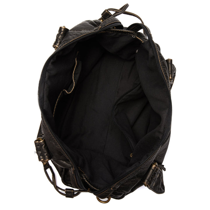 Bolso de mano negro versátil para mujer, estilo casual y retro. Úsalo como bandolera.