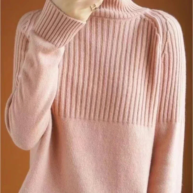 Suéter de punto de cuello alto para mujer, estilo moderno y versátil, perfecto para cualquier look.