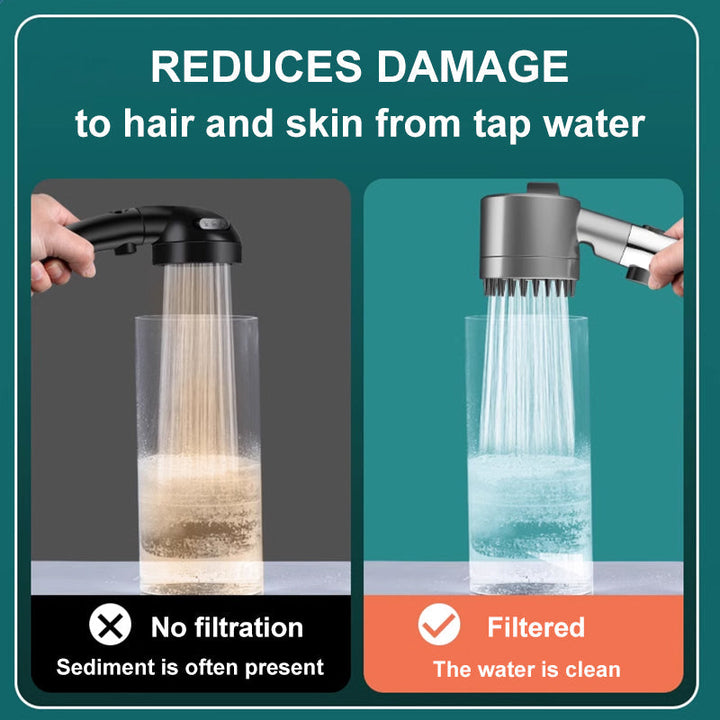 Ducha filtrada de fácil instalación, ofrece alta presión y agua pura para tu bienestar diario.