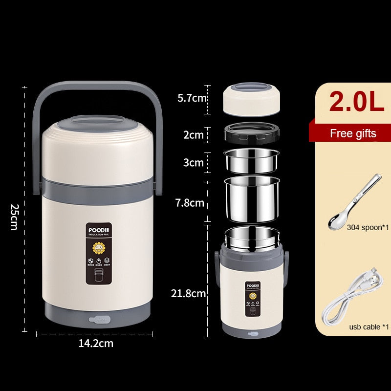 Fiambrera calentada USB, moderna y portátil. Tu comida caliente siempre, sin esfuerzo.