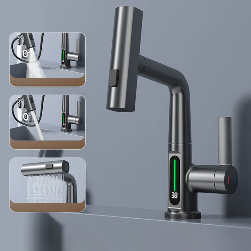Grifo de cocina con fácil instalación, diseño moderno y pantalla de temperatura LED.