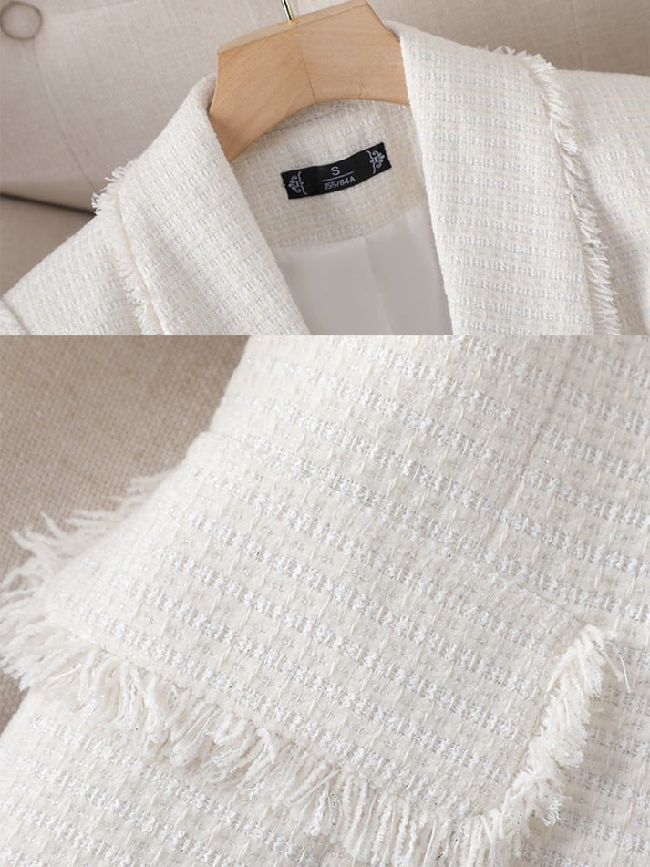ROMOLA: blazer con flecos, chaqueta versátil para la moda mujer, casual formal.