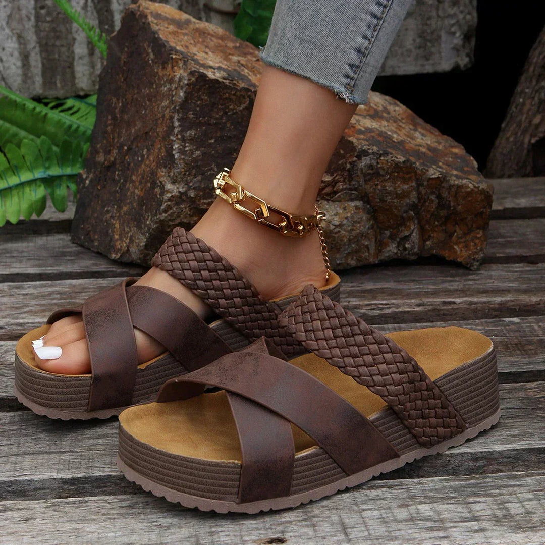 Sandalias ergonómicas para mujer, ajustables, con soporte para el arco, ideales para bienestar y comodidad de verano.