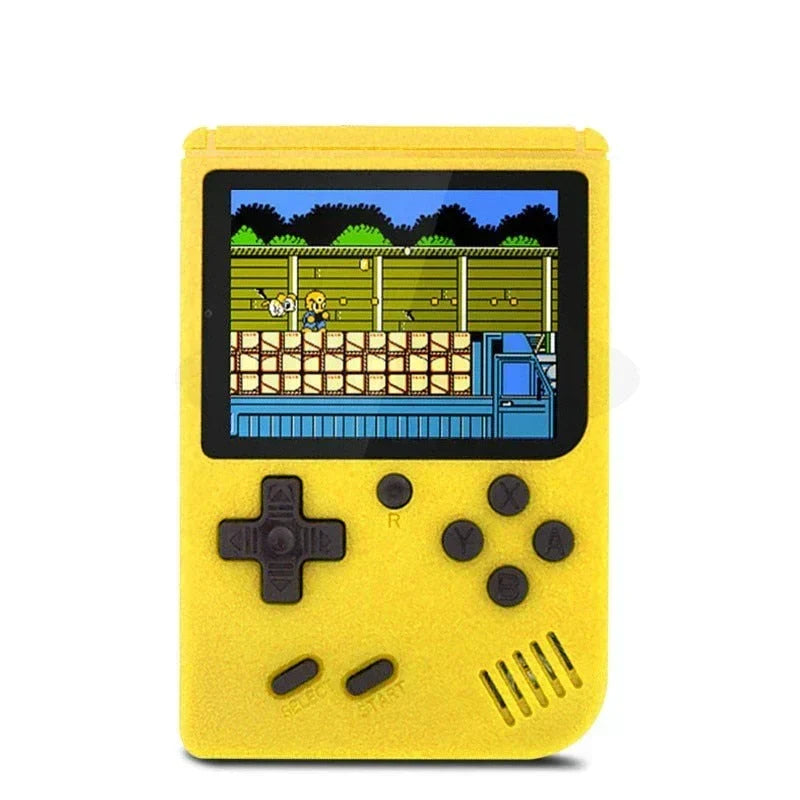 Consola de mano retro 400 en 1 en acción, ofreciendo horas de entretenimiento con sus juegos clásicos.