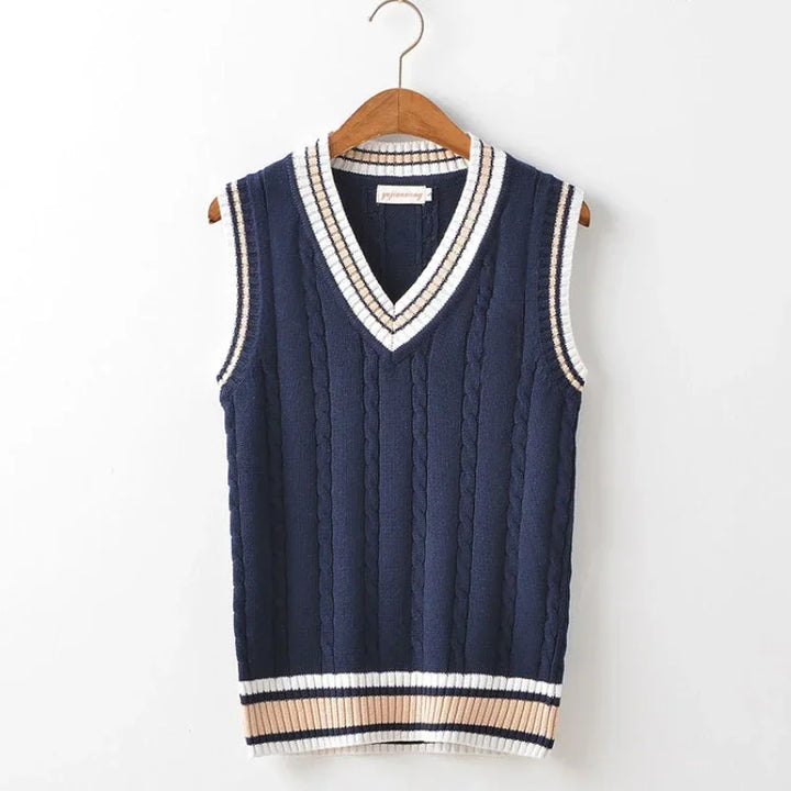 Chaleco de punto cálido sin mangas para hombre, con cuello V. Perfecto para capas de invierno.