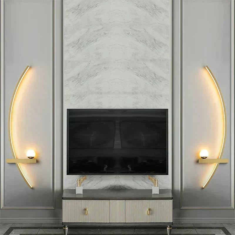 Aplique LED moderno de pared, luz ascendente y descendente. Crea ambiente cálido en decoración interior de hogar.