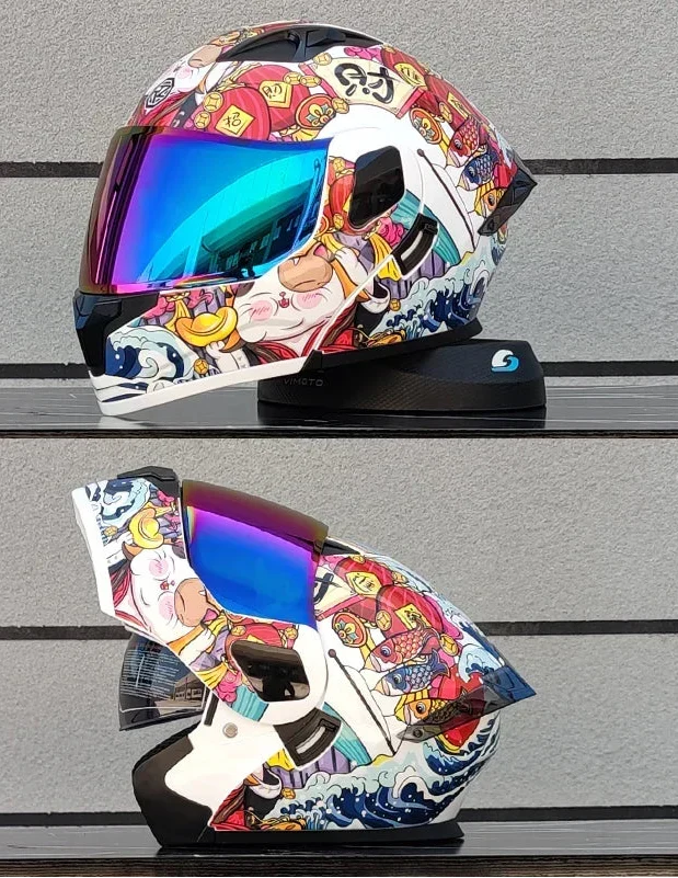 Casco de seguridad para moto, modular y ventilado, con forro interior de confort.