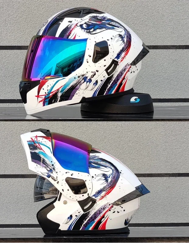 Casco modular unisex con sistema de ventilación superior, ideal para largas rutas en moto.
