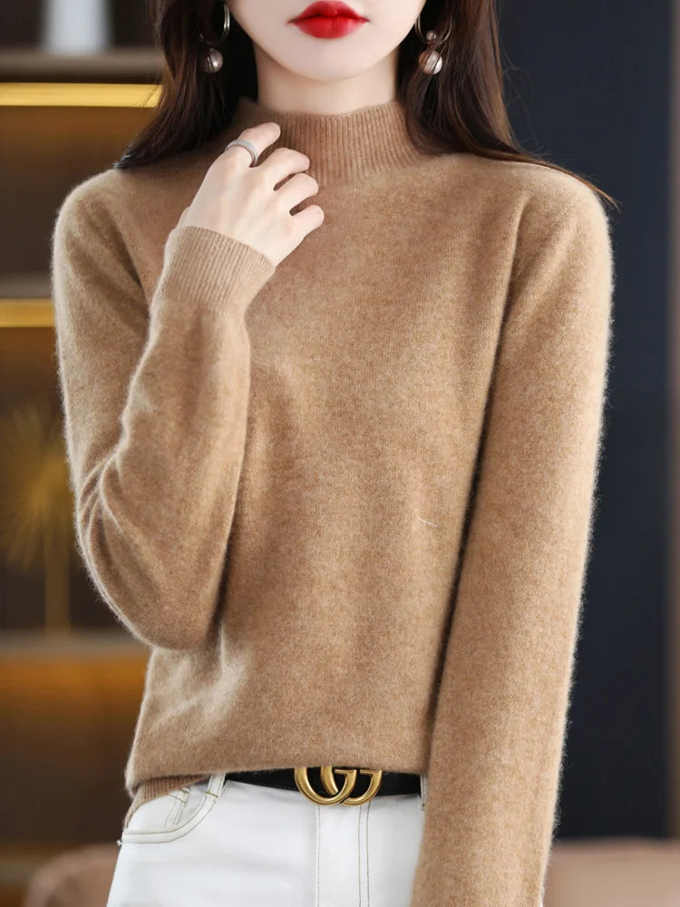 Suéter casual elegante para mujer, prenda esencial de invierno.