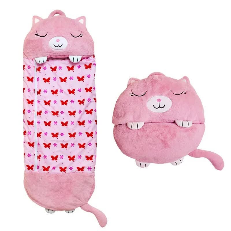 Saco de dormir de peluche 2 en 1 para niños. Confortable pijama y juguete, perfecto para viajes o casa.