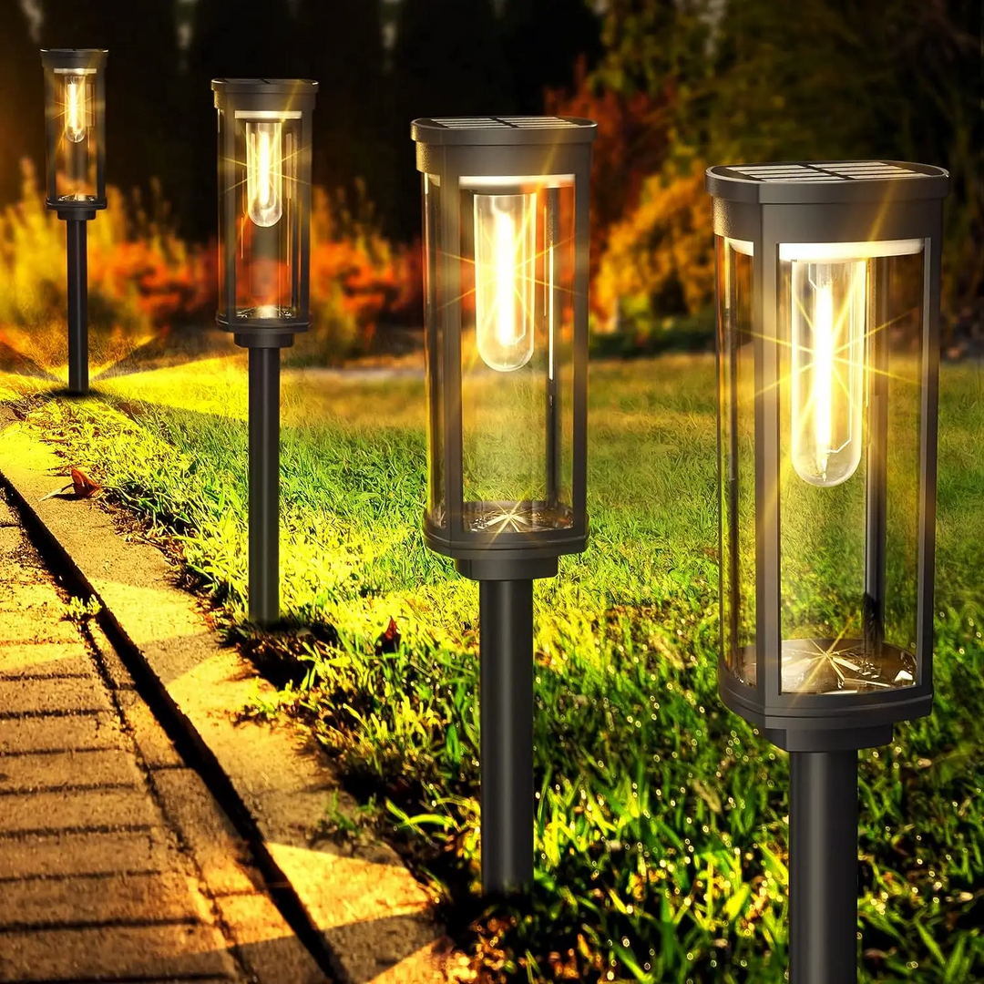 Luces solares LED para camino, iluminación exterior decorativa inalámbrica para jardín.