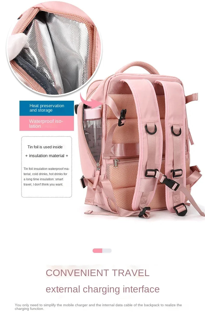 Mochila de viaje con compartimento inteligente para zapatos, ideal para escapadas y portátil.