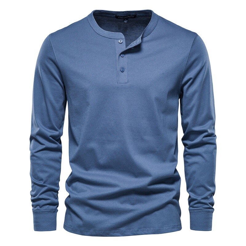 Camisa de hombre FINN azul marino, manga larga, que ofrece confort duradero y un estilo moderno para vestir.