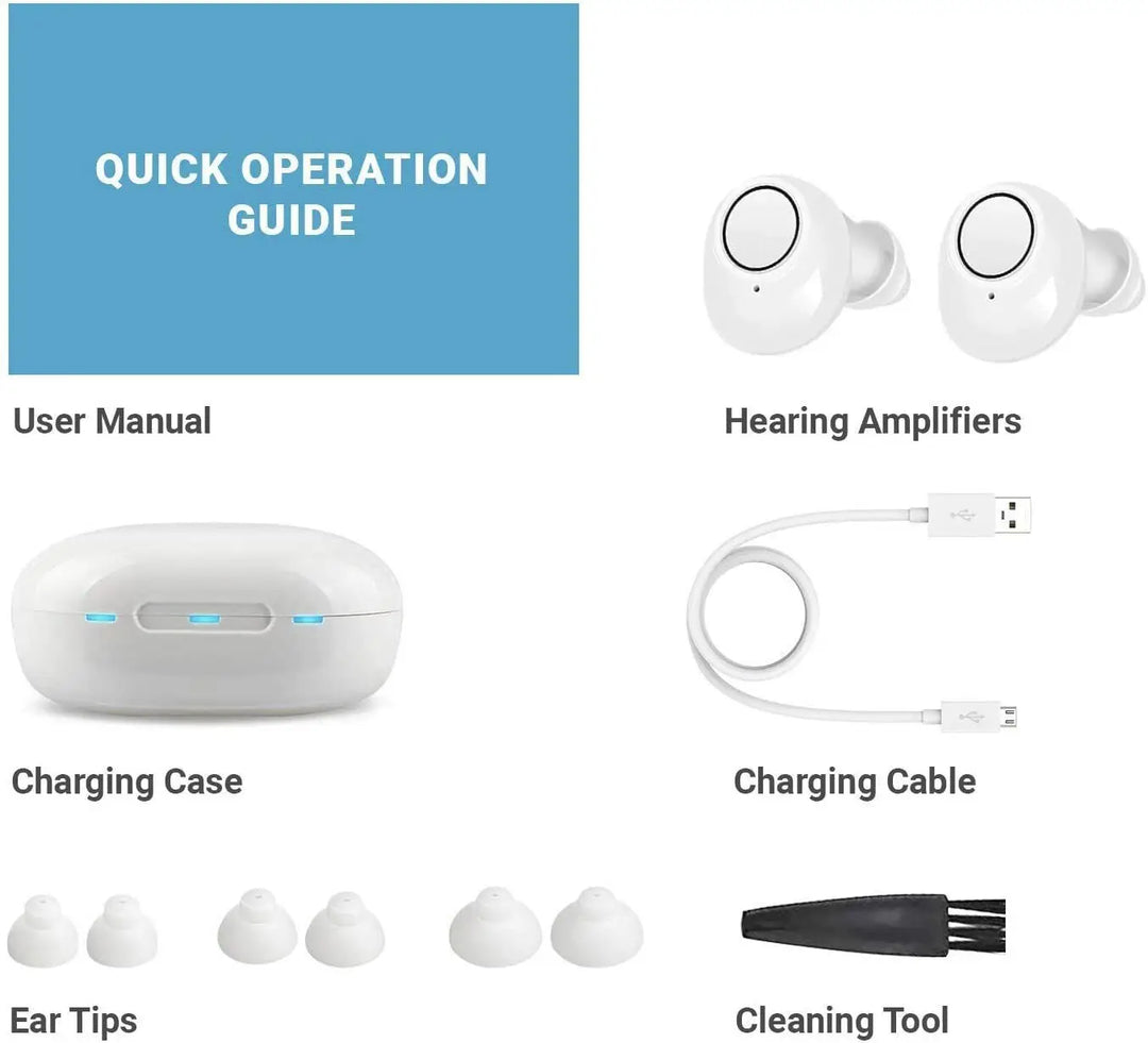 Audífono unisex con tecnología Bluetooth. Aparato auditivo recargable para una audición clara y nítida.