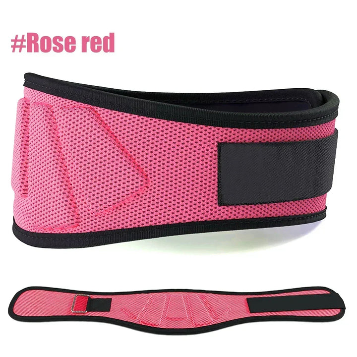 Cinturón de levantamiento de pesas de nylon ajustable, ideal para protección lumbar en gimnasio y fitness.