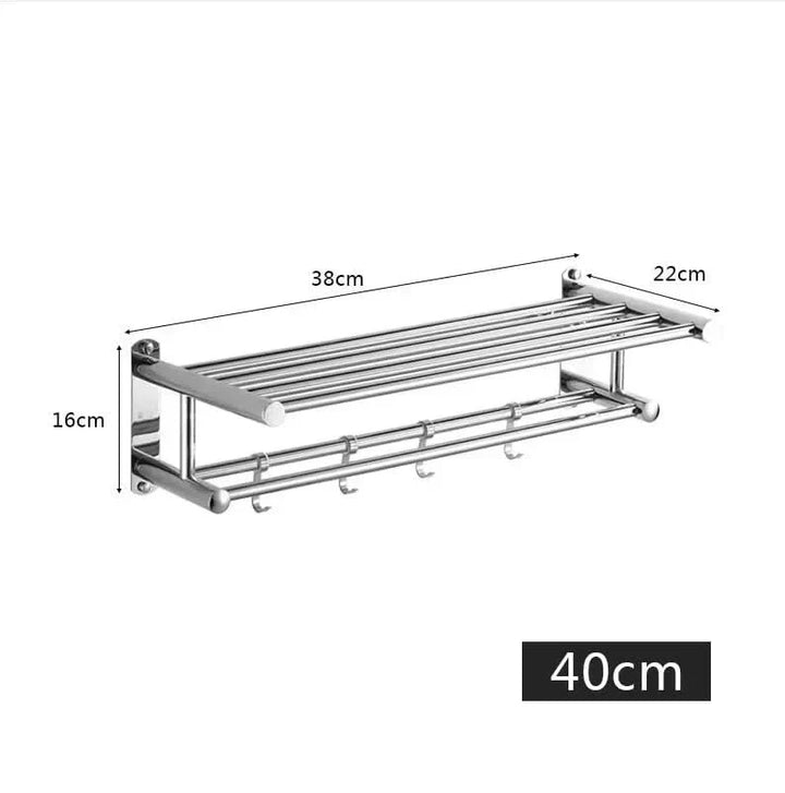 Diseño moderno soporte toalla STEELRACK, acero inoxidable, montaje pared, para orden en hogar.