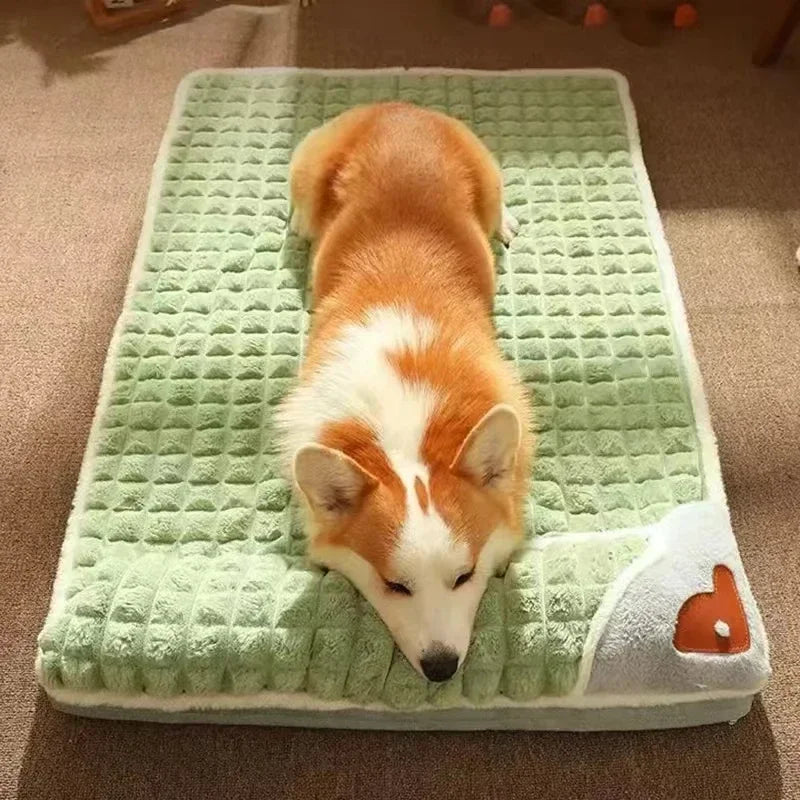 Detalle de funda lavable de cama ortopédica para mascotas. Fácil de limpiar, mantiene la higiene.