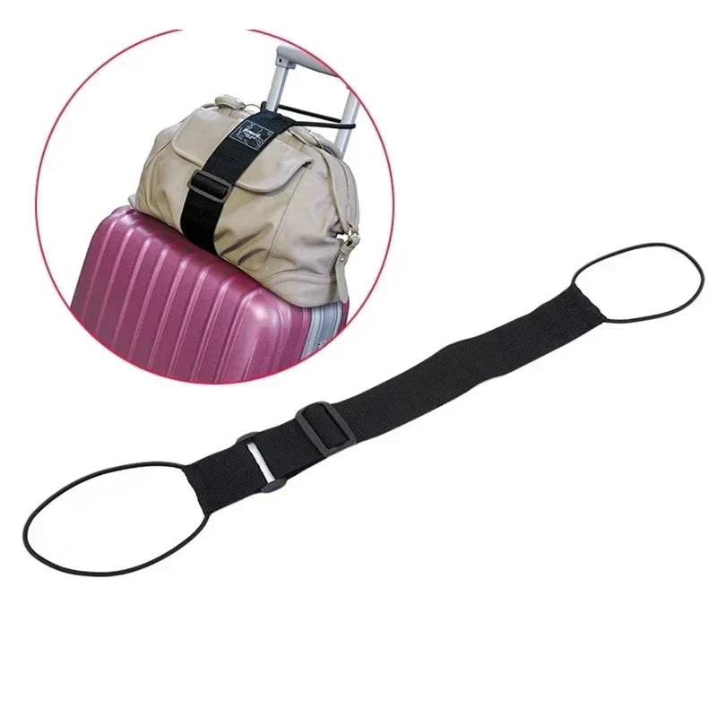 Correa de viaje ajustable, resistente para equipaje. Sujeción segura y protección para tus maletas, color negro.
