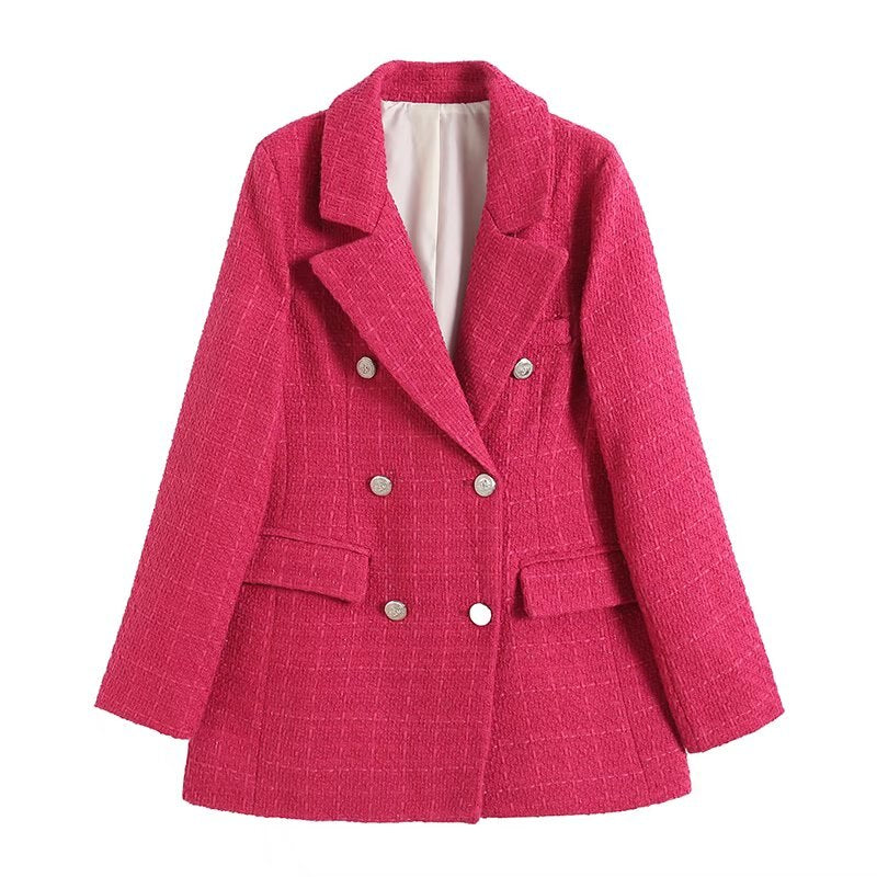 Blazer cruzado THAINA de mujer con detalles sofisticados y posible contraste, ideal para un estilo formal único.