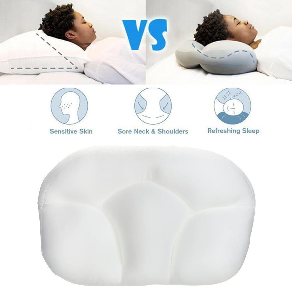 Almohada de espuma viscoelástica con microperlas para soporte cervical y un sueño reparador.