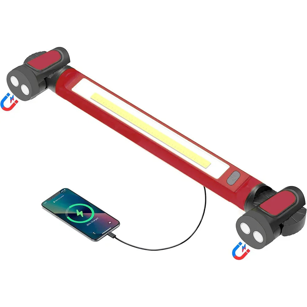 Luz LED magnética recargable para trabajo, emergencia y reparaciones. Ideal para automoción.