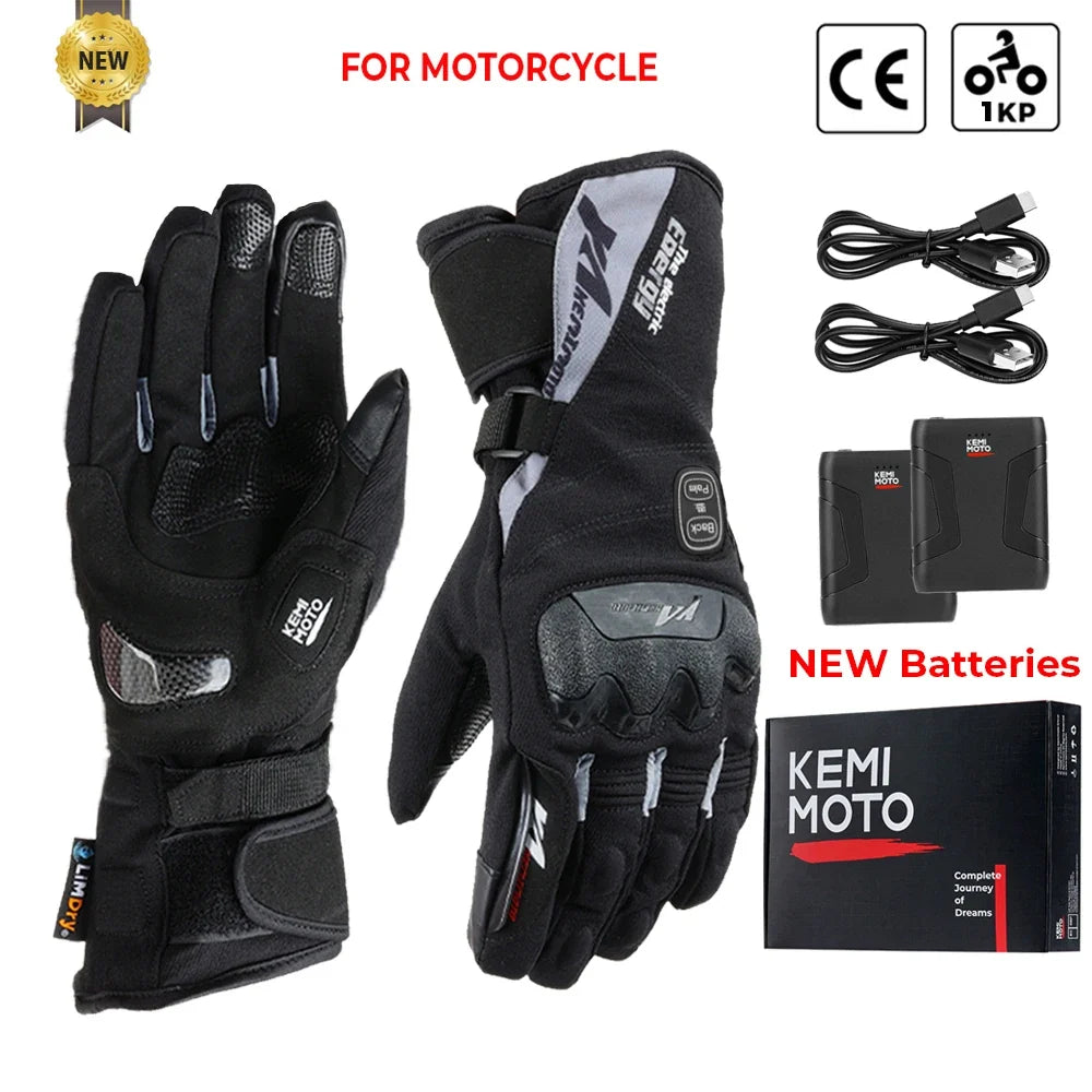 Primer plano de la palma de guantes calefactables para moto, con agarre antideslizante.