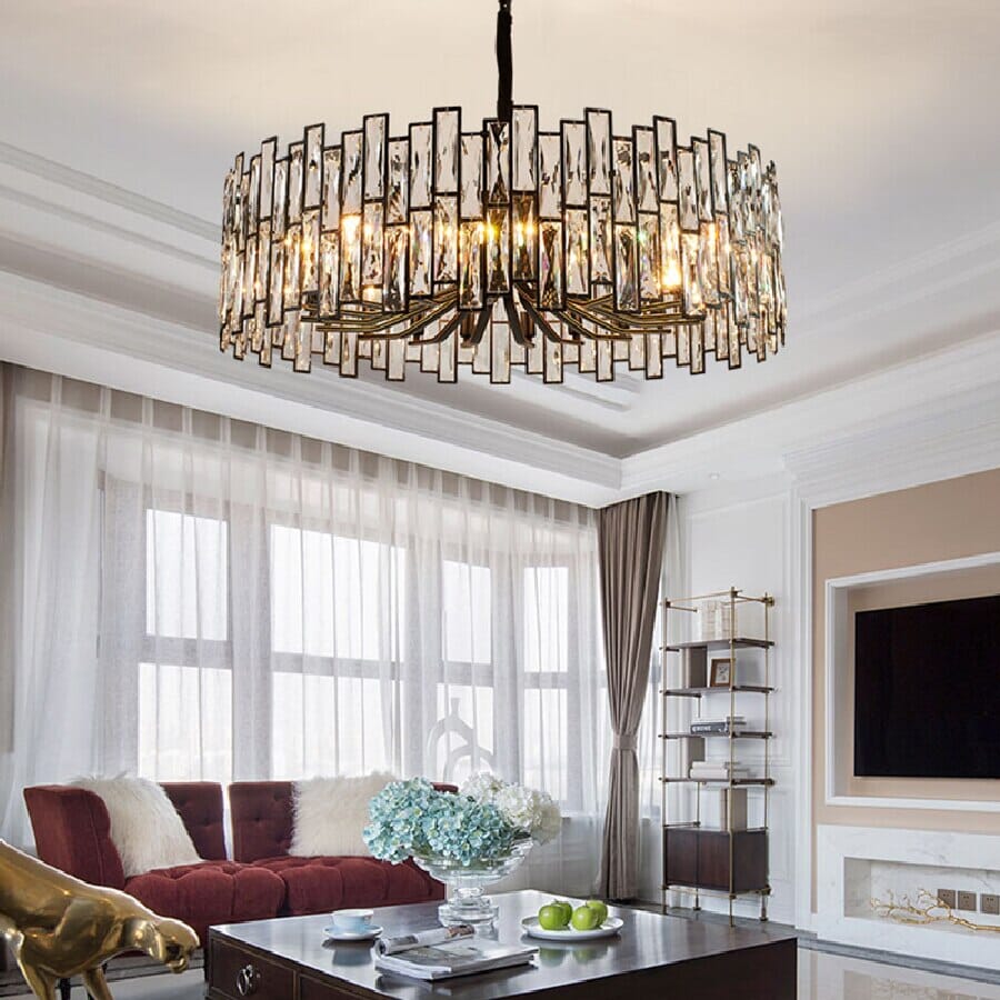 Lámpara de techo contemporánea con tecnología LED. Cristal K9, ideal para salón-comedor.