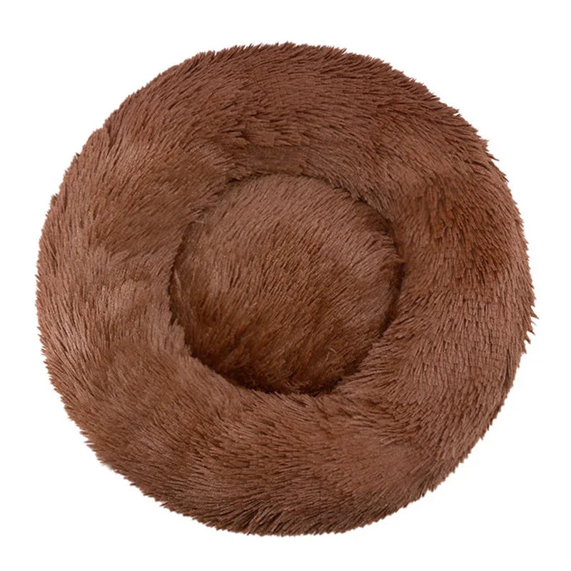 Descanso superior: cama redonda de peluche para mascotas, suave y acogedora para perros y gatos. Lavable.