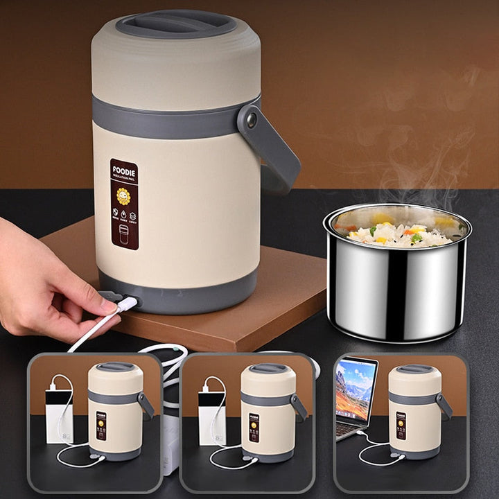 Recipiente de comida caliente USB. Disfruta tu almuerzo fresco y a la temperatura ideal.