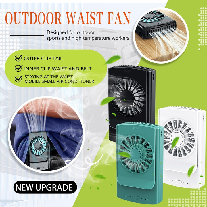 Ventilador de cintura unisex sin aspas, proporciona frescor instantáneo. Ideal para el calor del verano.