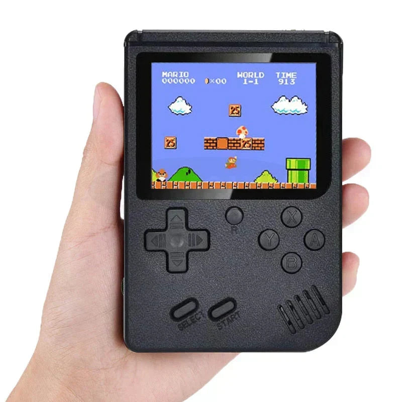 Mini consola de mano retro 400 en 1 con salida de TV, ideal para videojuegos portátiles clásicos.